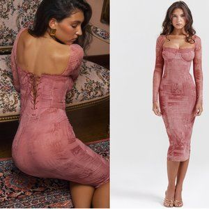 House of CB 'Seraphina' Pink Print Corset dress NWT